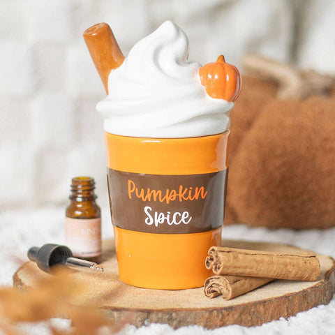 Quemador de aceite con tapa y calentador de cera de otoño con aroma a Pumpkin Spice Latte