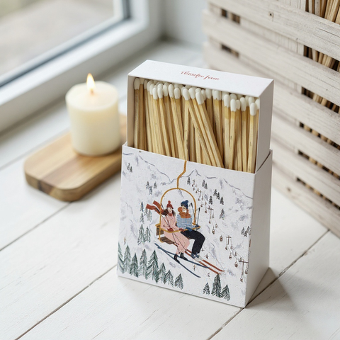Caja cerillas grandes - Esquiadores