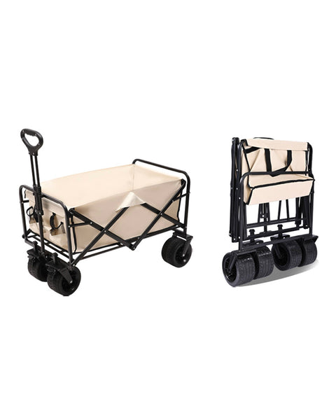 Carrito plegable con ruedas anchas BEIGE – playa, camping, jardín