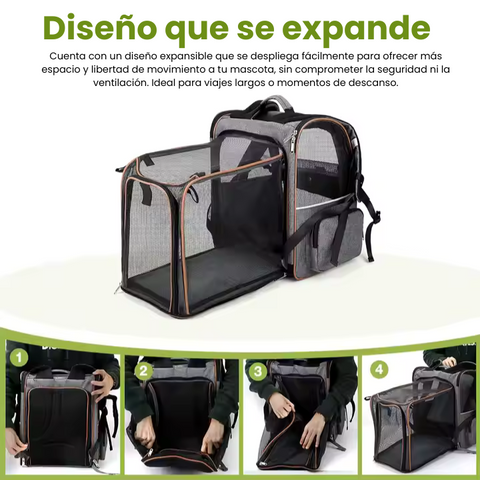 Mochila Transportadora de Mascotas Extensible
