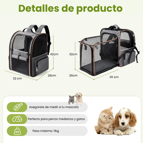 Mochila Transportadora de Mascotas Extensible