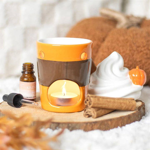 Quemador de aceite con tapa y calentador de cera de otoño con aroma a Pumpkin Spice Latte