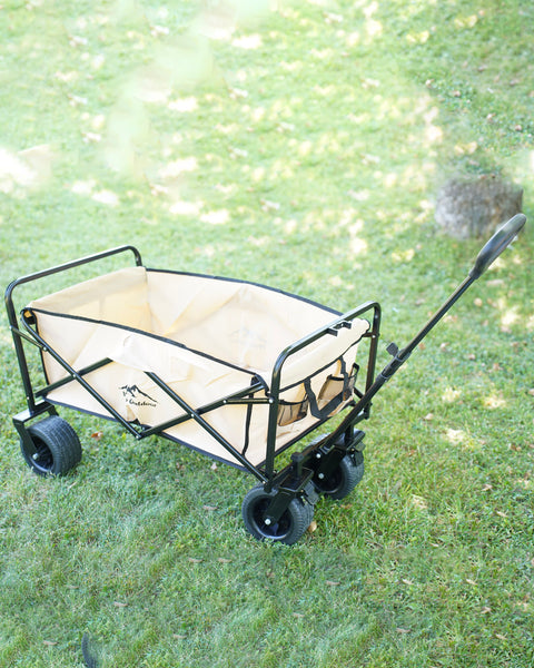 Carrito plegable con ruedas anchas BEIGE – playa, camping, jardín