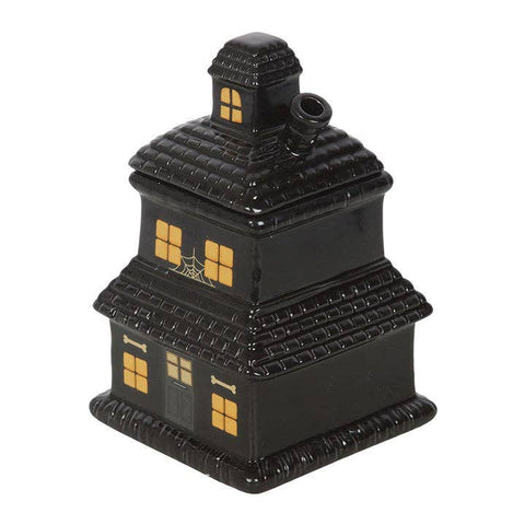 Quemador de Aceite y Calentador de Cera de Casa Embrujada Negra de Halloween