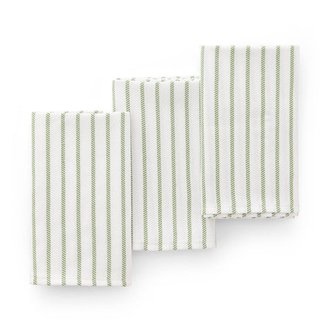 Set 3 paños cocina algodón tacto suave resistente rayas: Verde