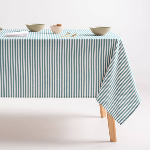 Mantel antimanchas algodón tacto tela raya Azul