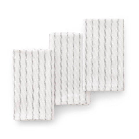 Set 3 paños cocina algodón tacto suave resistente rayas: Beige