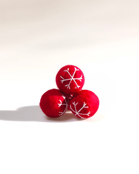 Bolas de fieltro Navidad - Copo rojo