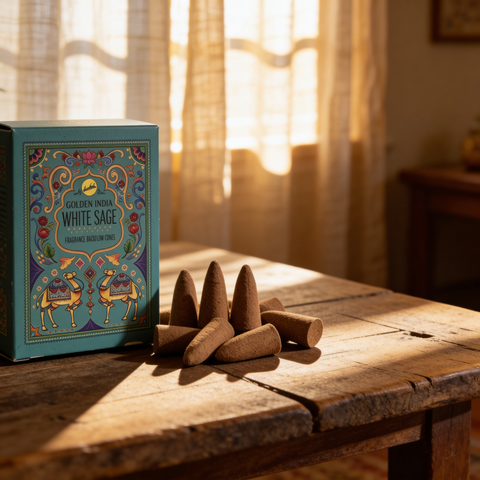 Conos de Incienso Cascada White Sage Golden India