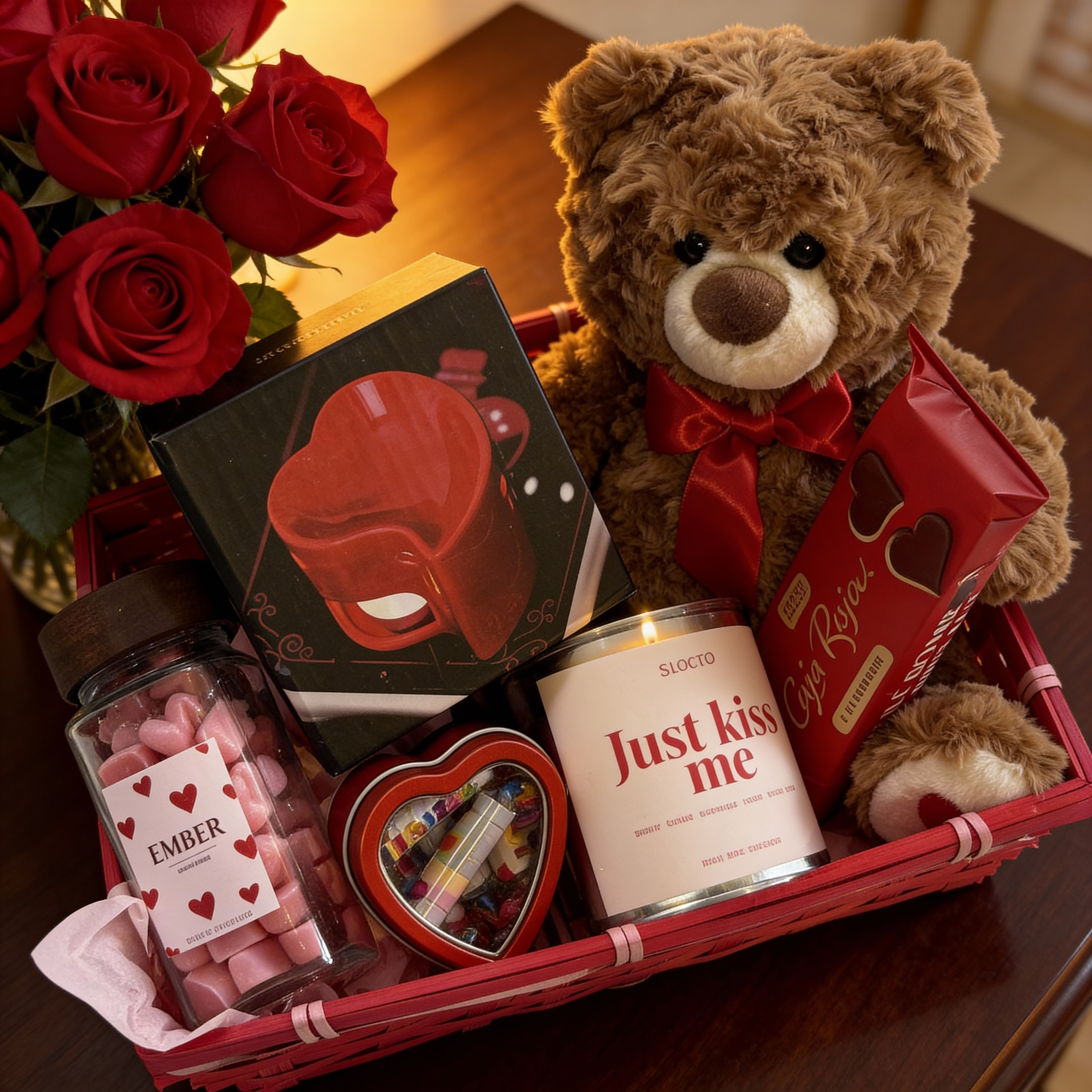 San Valentin Red Basket