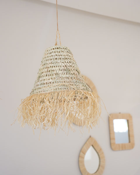 Pantalla colgante de esparto con flecos – Estilo Natura