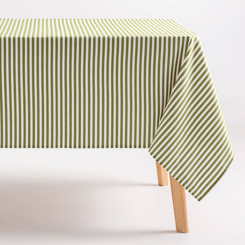 Mantel antimanchas algodón tacto tela rayas Verde campo
